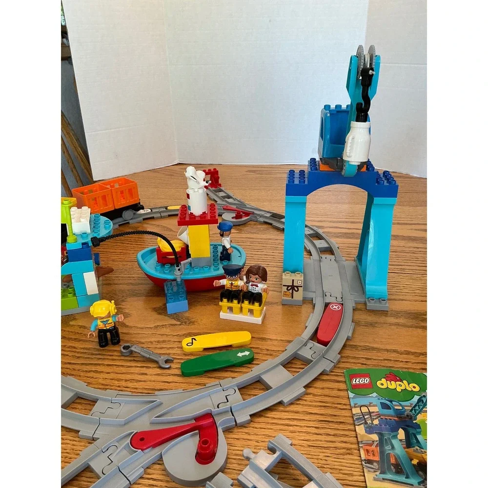 LEGO Duplo Cargo Train 10875 Push & Go Steam Train Harbor Crane Set works